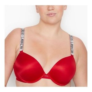NWOT Victoria Secret Very Sexy Push Up Shine Strap Bra Red